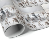 Sneeuwman familie in een winterlandveld cadeaupapier (Rol Hoek)