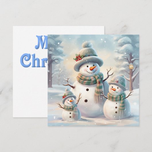 Sneeuwman Familie Kerstkaart (Voorkant / Achterkant)