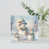 Sneeuwman Familie Kerstkaart (Staand voorkant)