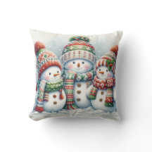 Sneeuwman Familie Kussen