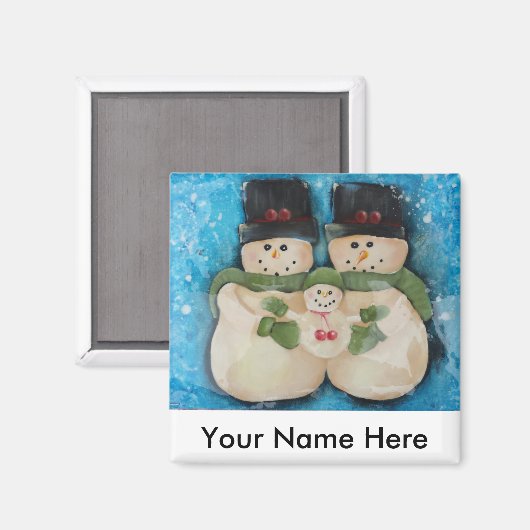 Sneeuwman Familie - Magneet (Voorkant / Achterkant)