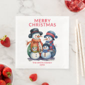 Sneeuwman Familie Rode Kerstmis Party Servet (Insitu)