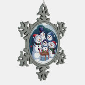 Sneeuwman Familie Tin Sneeuwvlok Ornament (Links)
