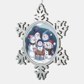 Sneeuwman Familie Tin Sneeuwvlok Ornament (Rechts)