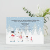 Sneeuwman Familie Uitnodiging (Staand voorkant)