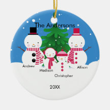 Sneeuwman Familie van 4 Kerst Ornament