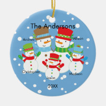 Sneeuwman Familie van 5 Kerst Ornament LIEF