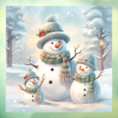 Sneeuwman Familie Venster Cling Raamsticker (Vel 3)