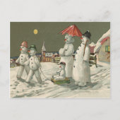 Sneeuwman Familie Winter Spelen Sneeuwkerk Briefkaart (Voorkant)