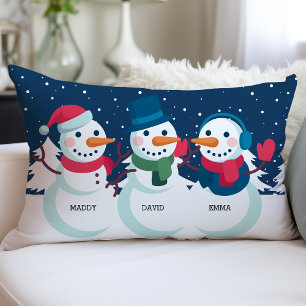 Sneeuwman familienaam Schattige Kerstvakantie Kussen