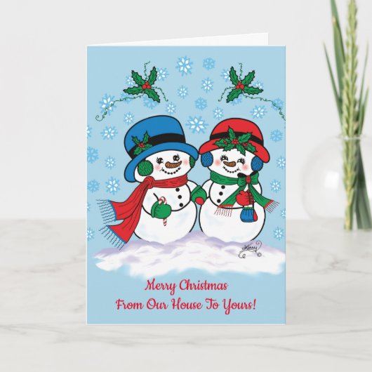 Sneeuwman Feestdagen Kaart (Voorkant)
