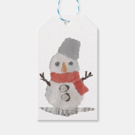 Sneeuwman, Feestdagen, kerst, grillig Cadeaulabel (Voorkant)