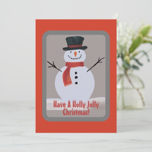 Sneeuwman Feestdagenkaart (Staand voorkant)