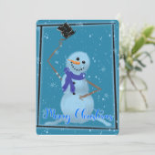 Sneeuwman Feestdagenkaart (Staand voorkant)