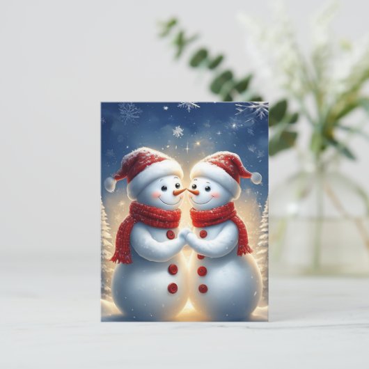 Sneeuwman Feestdagenkaart (Staand voorkant)