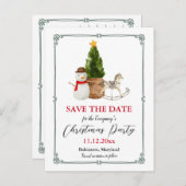 Sneeuwman Feestelijk | Kerstfeest Opslaan De Datum Aankondigingskaart (Voorkant / Achterkant)