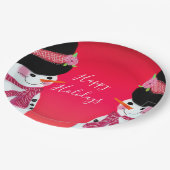 Sneeuwman Feestelijk Papieren Bordje (Gekanteld)