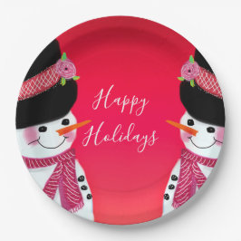 Sneeuwman Feestelijk Papieren Bordje