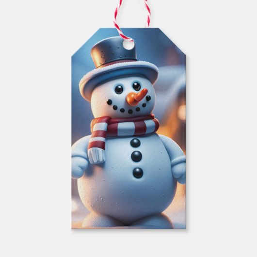 Sneeuwman Figuur Christmas Gift Label Cadeaulabel (Voorkant)