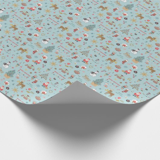 Sneeuwman Fir-Tree Kerst wrapping patroon Cadeaupapier (Hoek)