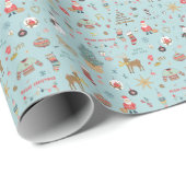 Sneeuwman Fir-Tree Kerst wrapping patroon Cadeaupapier (Rol Hoek)