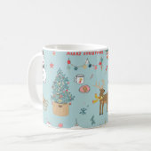 Sneeuwman Fir-Tree Kerst wrapping patroon Koffiemok (Voorkant links)