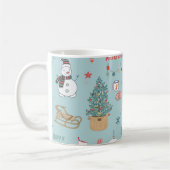 Sneeuwman Fir-Tree Kerst wrapping patroon Koffiemok (Links)