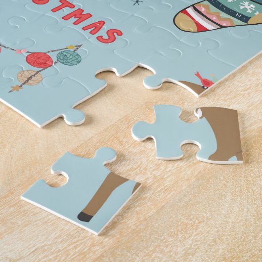 Sneeuwman Fir-Tree Kerst wrapping patroon Legpuzzel (Zijkant)