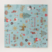 Sneeuwman Fir-Tree Kerst wrapping patroon Legpuzzel (Horizontaal)