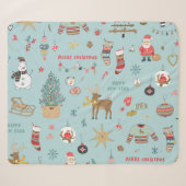Sneeuwman Fir-Tree Kerst wrapping patroon Sherpa Deken (Voorkant (horizontaal))