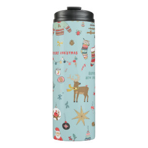 Sneeuwman Fir-Tree Kerst wrapping patroon Thermosbeker