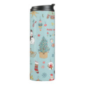 Sneeuwman Fir-Tree Kerst wrapping patroon Thermosbeker (Gedraaid links)