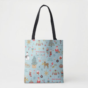 Sneeuwman Fir-Tree Kerst wrapping patroon Tote Bag