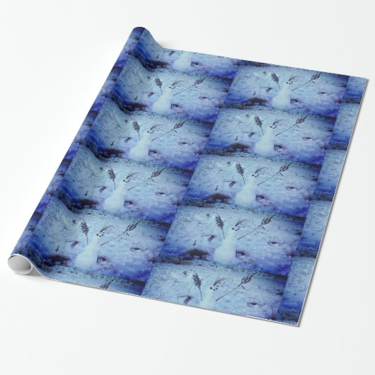 Sneeuwman foto Glanzend inpakpapier (Uitgerold)