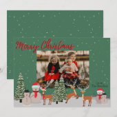 Sneeuwman Foto Kerst Kaart (Voorkant / Achterkant)