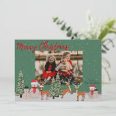 Sneeuwman Foto Kerst Kaart (Staand voorkant)