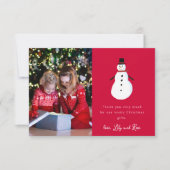 Sneeuwman Foto Kinderen Kerstmis Bedankkaart (Voorkant)
