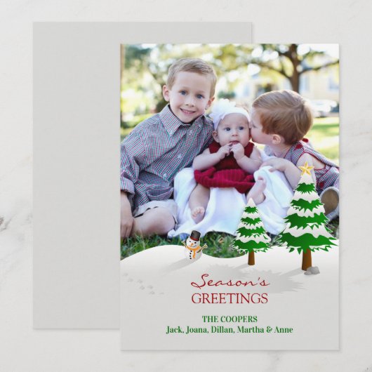 Sneeuwman Foto Seizoen Groeten Kaart (Voorkant / Achterkant)