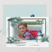 Sneeuwman Frame Plat Kerstkaart (Voorkant / Achterkant)