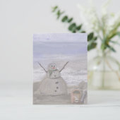 Sneeuwman Frosty Op Het Strand Briefkaart (Staand voorkant)