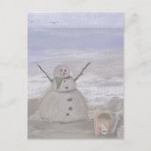 Sneeuwman Frosty Op Het Strand Briefkaart (Voorkant)
