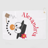 Sneeuwman Funny Face Schattigee nieuwigheid kerst Golfhanddoek (Horizontaal)