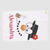 Sneeuwman Funny Face Schattigee nieuwigheid kerst Golfhanddoek (Horizontaal)