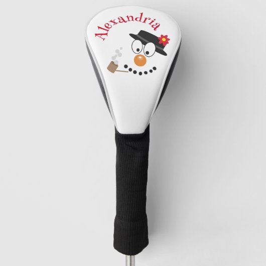 Sneeuwman Funny Face Schattigee nieuwigheid kerst Golfheadcover (Voorkant)