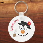 Sneeuwman Funny Face Schattigee nieuwigheid kerst Sleutelhanger (Voorkant)