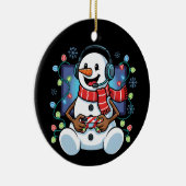 Sneeuwman Gamer Keramisch Ornament (Rechts)