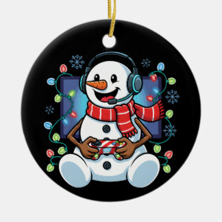 Sneeuwman Gamer Keramisch Ornament