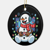 Sneeuwman Gamer Keramisch Ornament (Links)