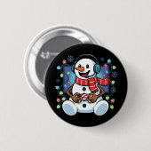 Sneeuwman Gamer Ronde Button 5,7 Cm (Voorkant /achterkant)