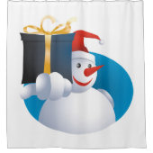 Sneeuwman geeft cadeau... douchegordijn (Voorkant)